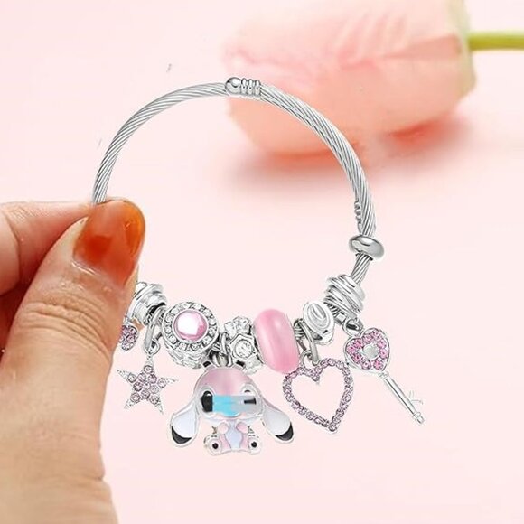 Hello Kitty Cute Charm Bracelet, Adjustable Stainless Steel Composite Bangle - Picture 1 of 3